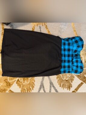 Strapless Black and blue checkered mini dress #checkered #mini size XS